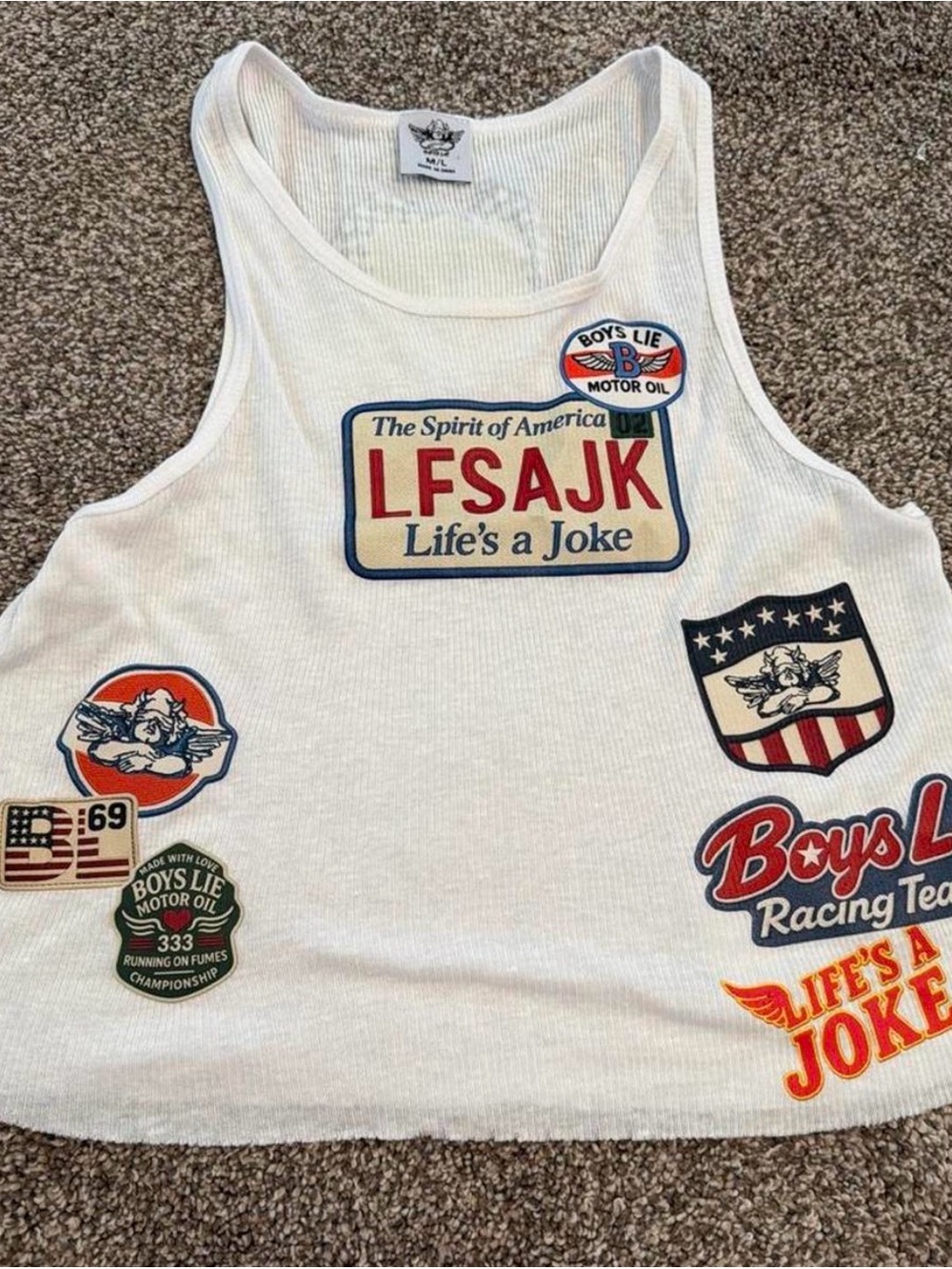 Boys Lie White Graphic Tank Top - 'Life's a Joke'